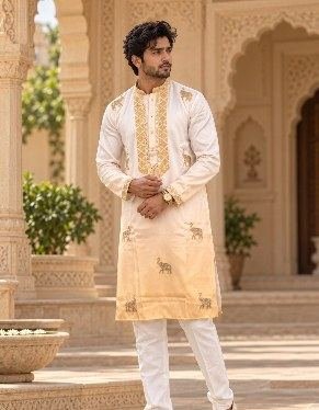 Embroidered kurta pajama for men